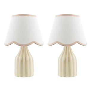 Aimee Twin Pack Table Lamp Taupe Ceramic With Shade