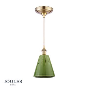 Joules Allington Pendant Green Ceramic and Matt Antique Brass