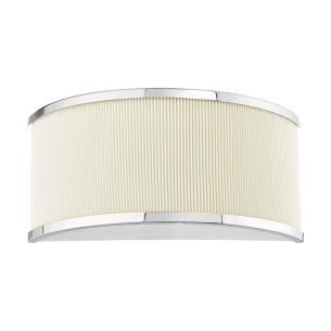 Alvaro 2 Light Wall Light Polished Chrome and Ivory Micropleat Shade