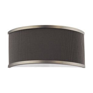 Alvaro 2 Light Wall Light Antique Bronze and Brown Micropleat Shade