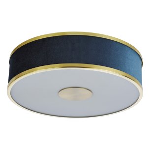 Alvaro 3 Light Flush Brushed Brass and Blue