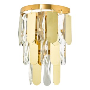 Amira 2 Light Wall Light Polished Gold Crystal 