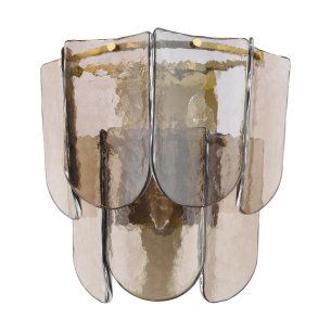 Anielle 3 Light Wall Light Natural Brass and Tea Smoked Glass
