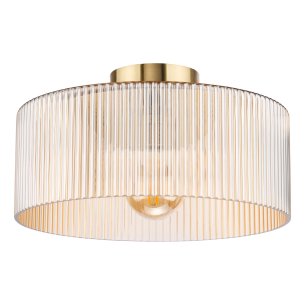 Arlo Flush Antique Bronze and Champagne Ribbed Glass