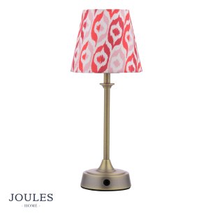 Joules Apsley Rechargeable Table Lamp Matt Antique Brass With Shade LED