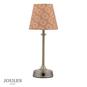 Joules Apsley Rechargeable Table Lamp Matt Antique Brass With Shade LED