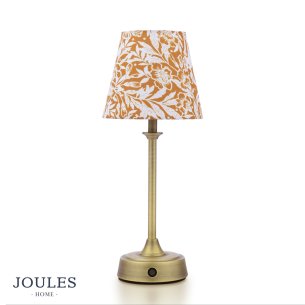 Joules Apsley Rechargeable Table Lamp Matt Antique Brass With Shade LED