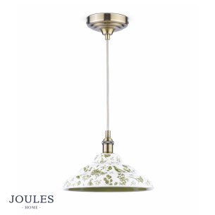 Joules Audley Pendant Green Ceramic and Matt Antique Brass