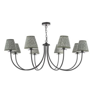 Becca 8 Light Armed Pendant Matt Black With Shade