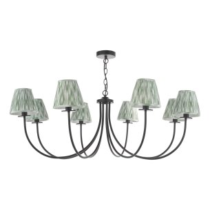 Becca 8 Light Armed Pendant Matt Black With Shade