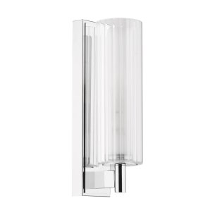 Bevin Bathroom Wall Light Polished Chrome and Ribbed Glass IP44