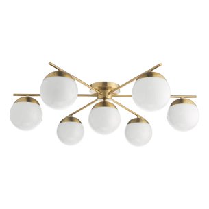Bombazine 7 Light Semi-Flush Natural Brass and Opal Glass
