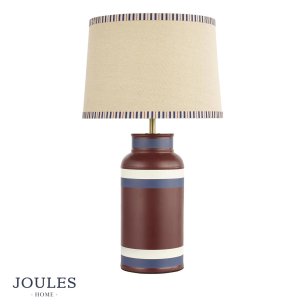 Joules Carlton Table Lamp Red and Matt Antique Brass With Shade