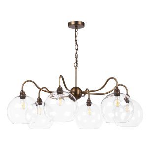 Caliro 6 Light Pendant Antique Bronze with Large Globe Glass Shades