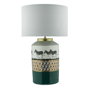 Callie Table Lamp Green/Gold Zebra Motif Base Only