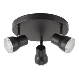 Clint 3 Light Bathroom Plate Spotlight Matt Black IP44