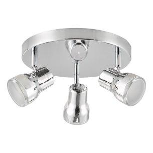 Clint 3 Light Bathroom Plate Spotlight Polished Chrome IP44