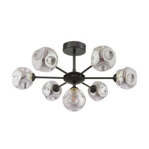 Cohen 7 Light Pendant Matt Black With Closed Organic Smoked Glass