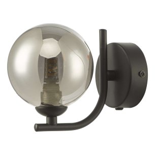 Cradle Wall Light Matt Black With Smoked Glass