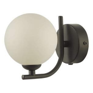 Cradle Wall Light Matt Black With Opal Glass