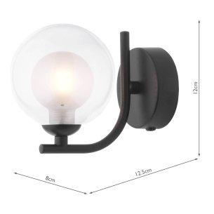 Cradle Wall Light Matt Black With Clear/Opal Glass