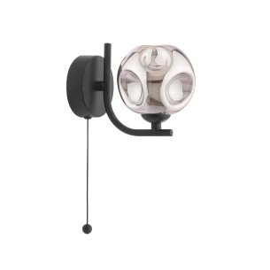 Cradle 1 Light Wall Light Matt Black With Closed Organic Smoked Glass