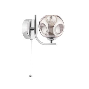 Cradle 1 Light Wall Light Polished Chrome With Closed Organic Smoked Glass