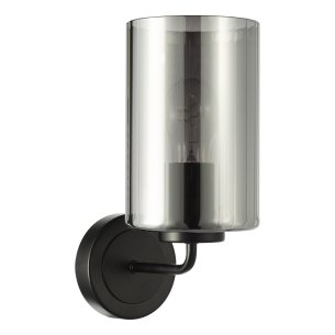 Daylin Wall Light Satin Black and Smoked Ribbed Glass