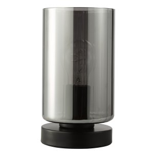 Daylin Table Lamp Satin Black and Smoked Ribbed Glass