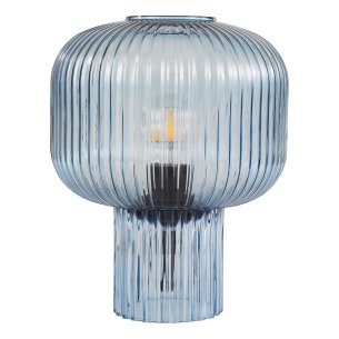 Demarius Table Lamp Blue Ribbed Glass
