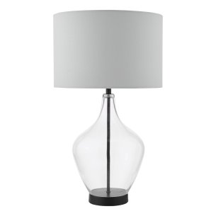 Drago Table Lamp Glass and Matt Black With Shade
