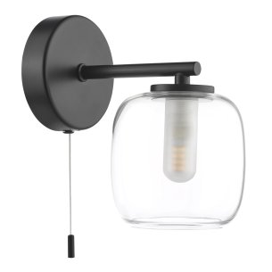 Edaline Bathroom Wall Light Matt Black and Glass IP44