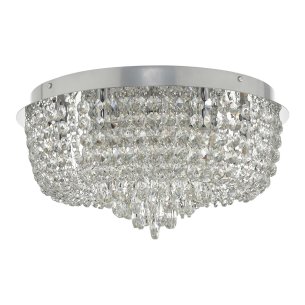 Eitan 9 Light Flush Crystal and Polished Chrome