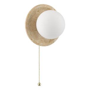 Elgor Bathroom Wall Light Travertine and Opal Glass IP44