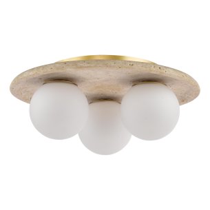 Elgor 3 Light Bathroom Ceiling Light Travertine and Opal Glass IP44