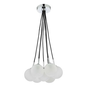 Elpis 7 Light Cluster Pendant Polished Chrome With Opal Glass