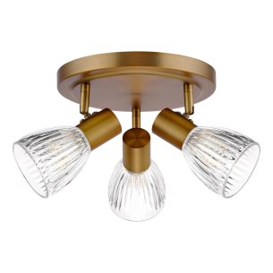 Elron 3 Light Plate Spotlight Antique Bronze and Ribbed Glass