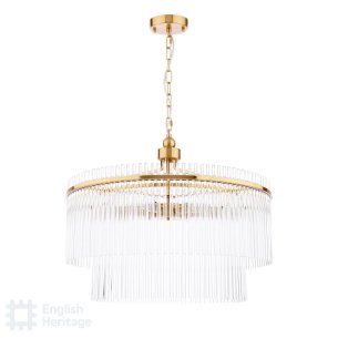 Eltham 6 Light Pendant Antique Gold and Glass