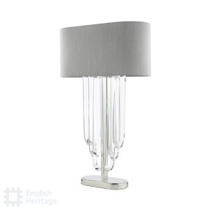 Eltham 2 Light Table Lamp Polished Nickel and Crystal With Shade
