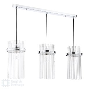 Eltham 3 Light Bar Pendant Polished Nickel and Glass