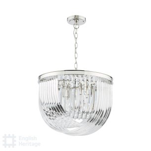 Eltham 4 Light Pendant Polished Nickel and Crystal