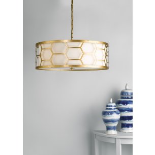 Epstein 4 Light Pendant Gold With Ivory Shade & Glass Diffuser