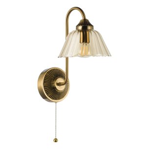 Erika Wall Light Antique Bronze and Amber Glass