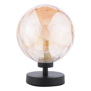 Esben Touch Table Lamp Matt Black With Amber Dimpled Glass