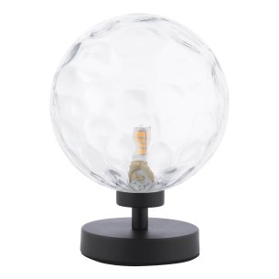 Esben Touch Table Lamp Matt Black With Clear Dimpled Glass
