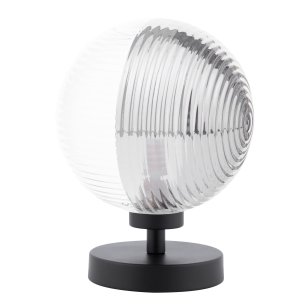 Esben Touch Table Lamp Matt Black With Smoked/Clear Ribbed Glass