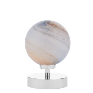 Esben Touch Table Lamp Polished Chrome With Planet Style Glass