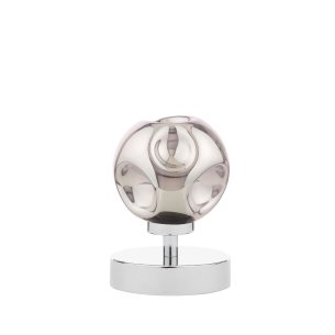 Esben Touch Table Lamp Polished Chrome With Closed Organic Smoked Glass