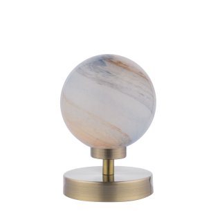 Esben Touch Table Lamp Antique Brass With Planet Style Glass