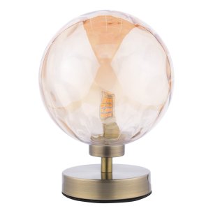 Esben Touch Table Lamp Antique Brass With Amber Dimpled Glass